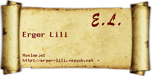 Erger Lili névjegykártya